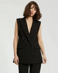 Women's Black Tailored Crepe Sleeveless Blazer Vest FINAL SALE