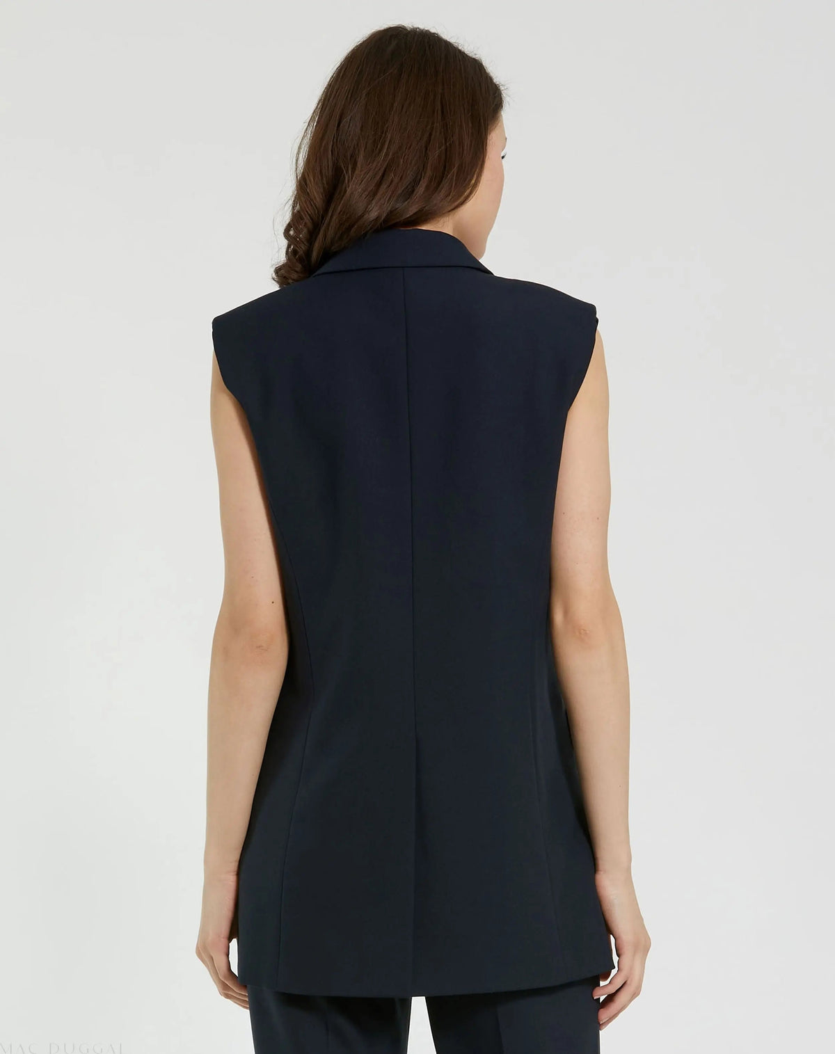 Women's Navy Tailored Crepe Sleeveless Blazer Vest FINAL SALE