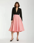 Women's Pink High-Waisted Midi Full-Circle Skirt - Hibiscus