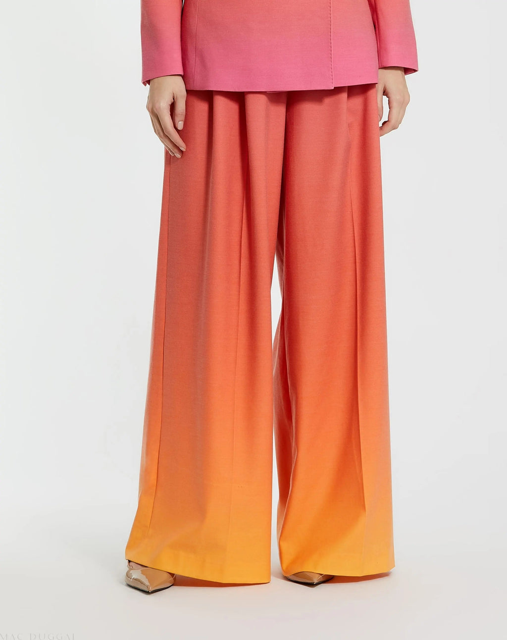 Women's Multicolor Ombre Crepe Wide Leg Trouser Pant FINAL SALE