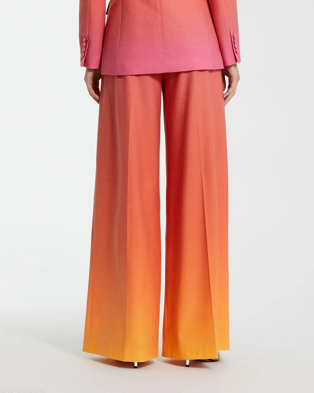 Women's Multicolor Ombre Crepe Wide Leg Trouser Pant FINAL SALE