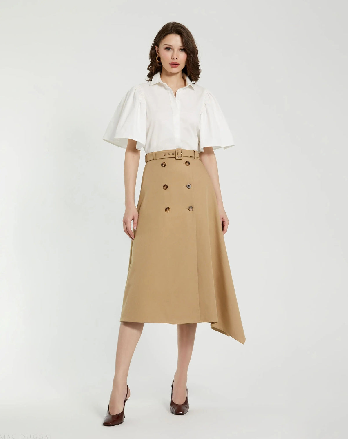 Women's Beige Midi Dress - Beige Lace