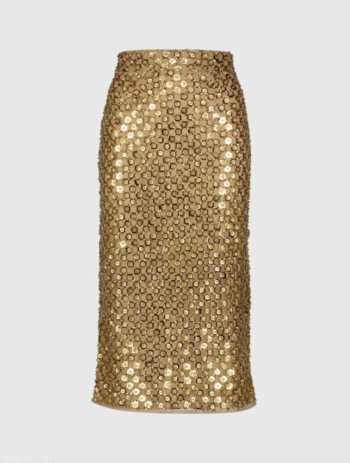 Women's Gold Midi Dress - Gold Sequin Mesh