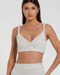 Women's White Pearl Beaded Bra Top