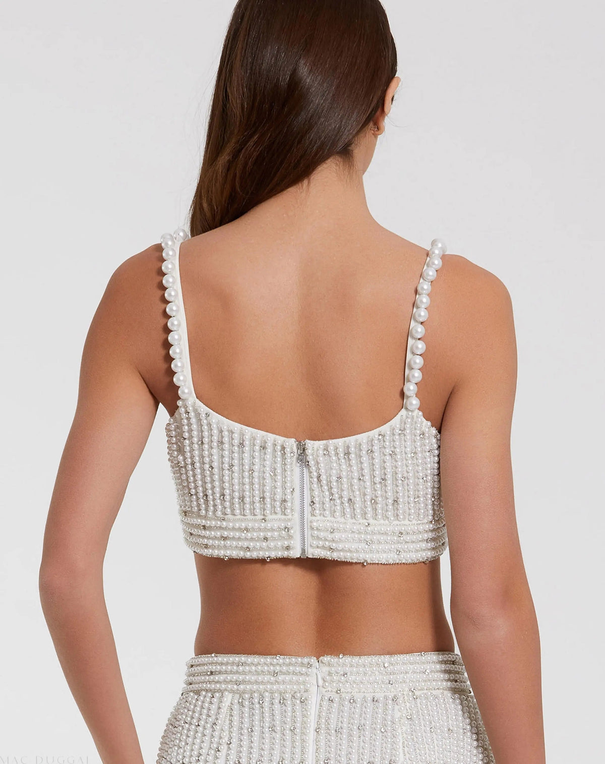 Women's White Pearl Beaded Bra Top