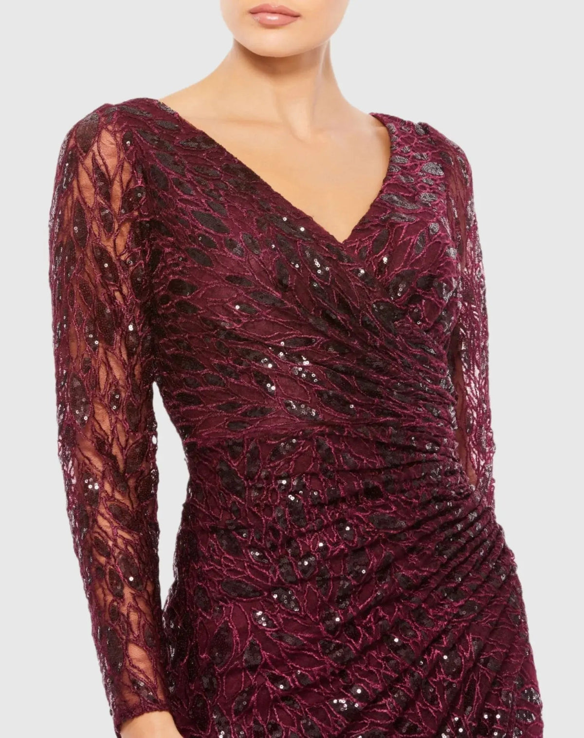 Women's Red Dress Sequin Ruched