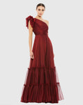 Women's Dress One Shoulder - Pleated Gown