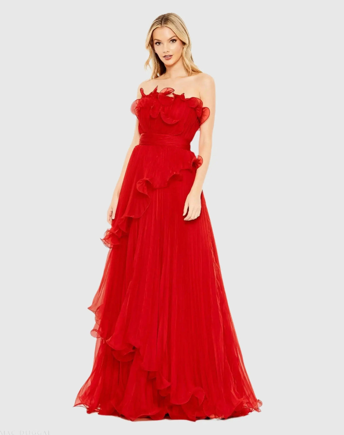 Women's Dress Strapless - Ruched Ruffle