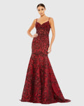 Women's Red Dress Sequin - Black Ruffle