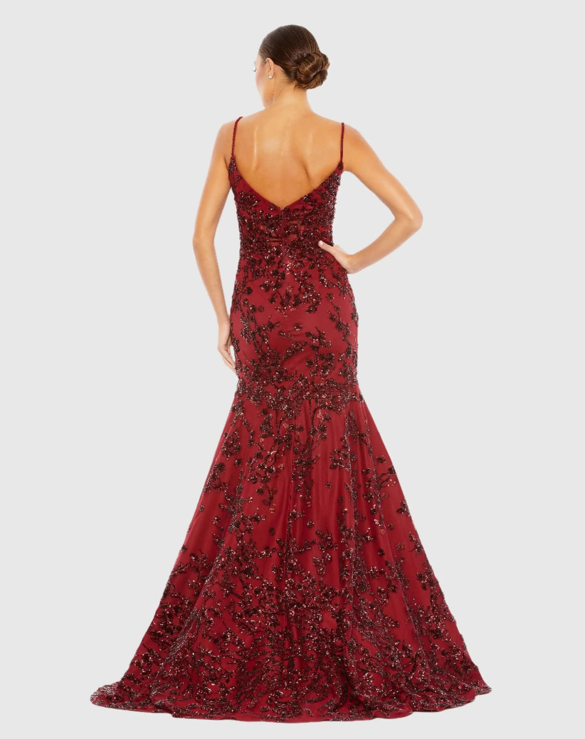 Women's Red Dress Sequin - Black Ruffle
