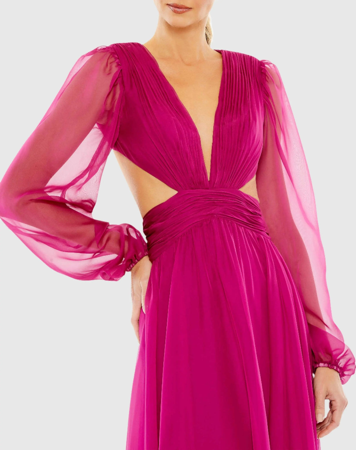 Women's Purple Dress Ruched - Purple Cutout