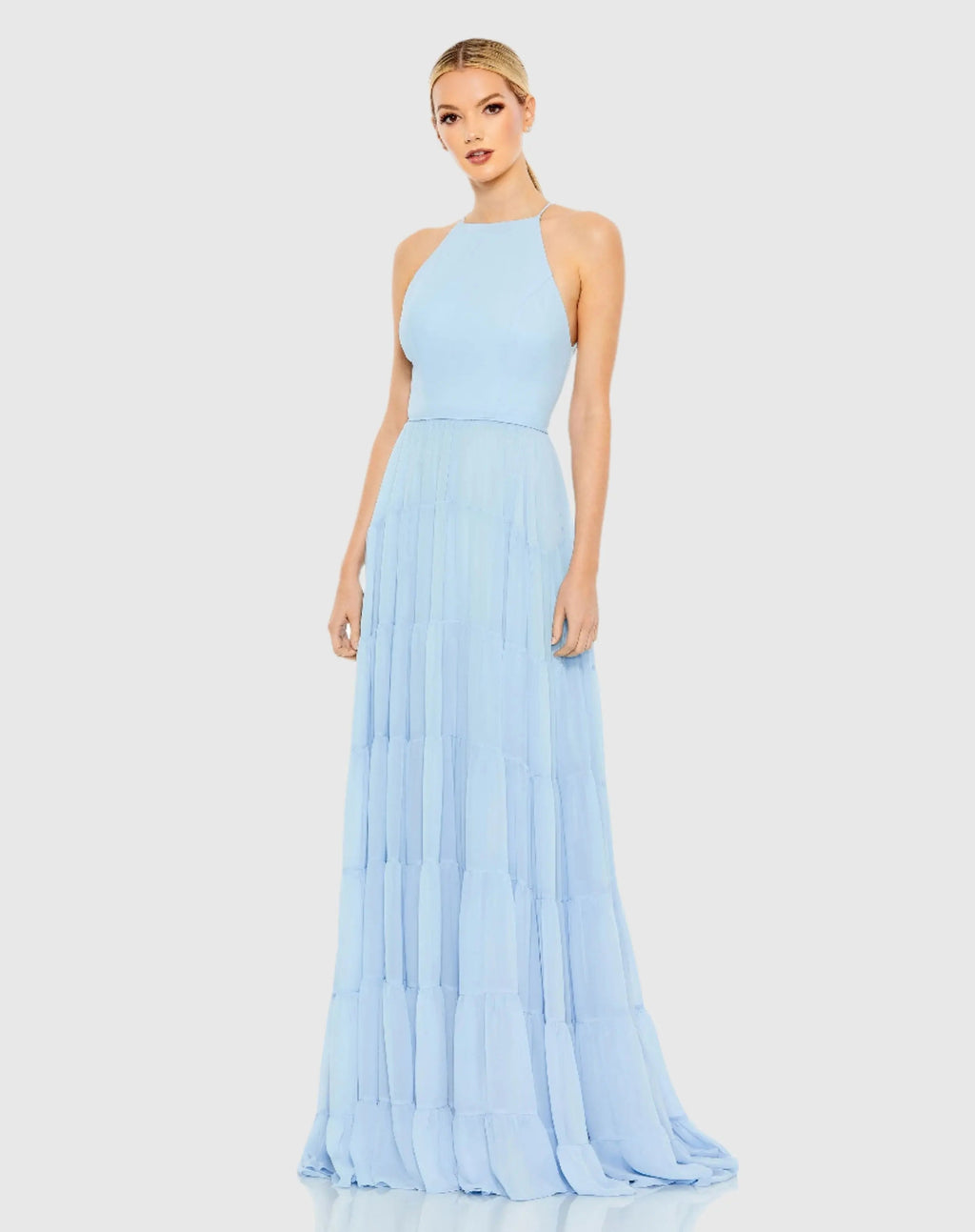 Women's Blue Dress - Blue Ruffle Halter