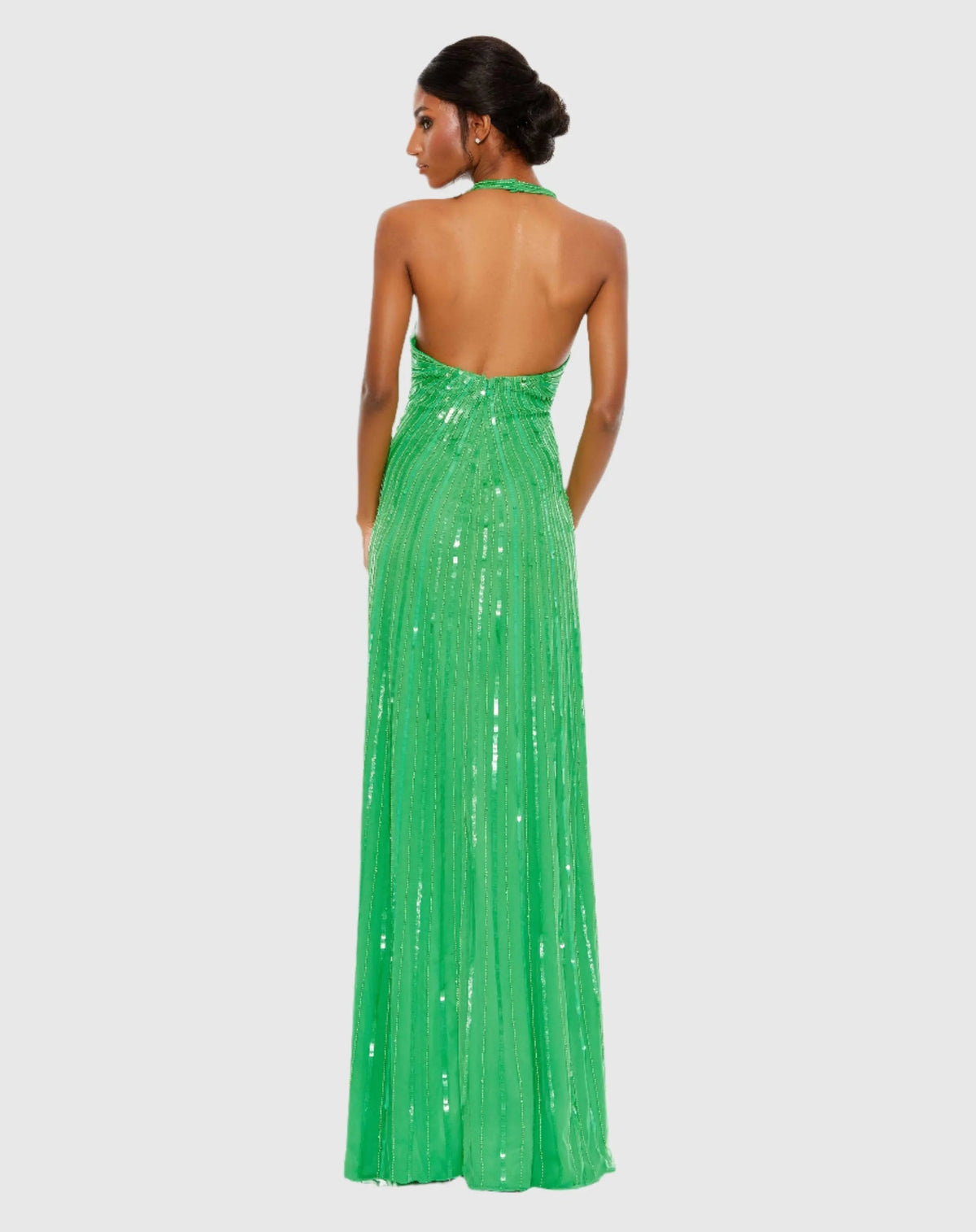Women's Green Dress Sequin Halter - Green