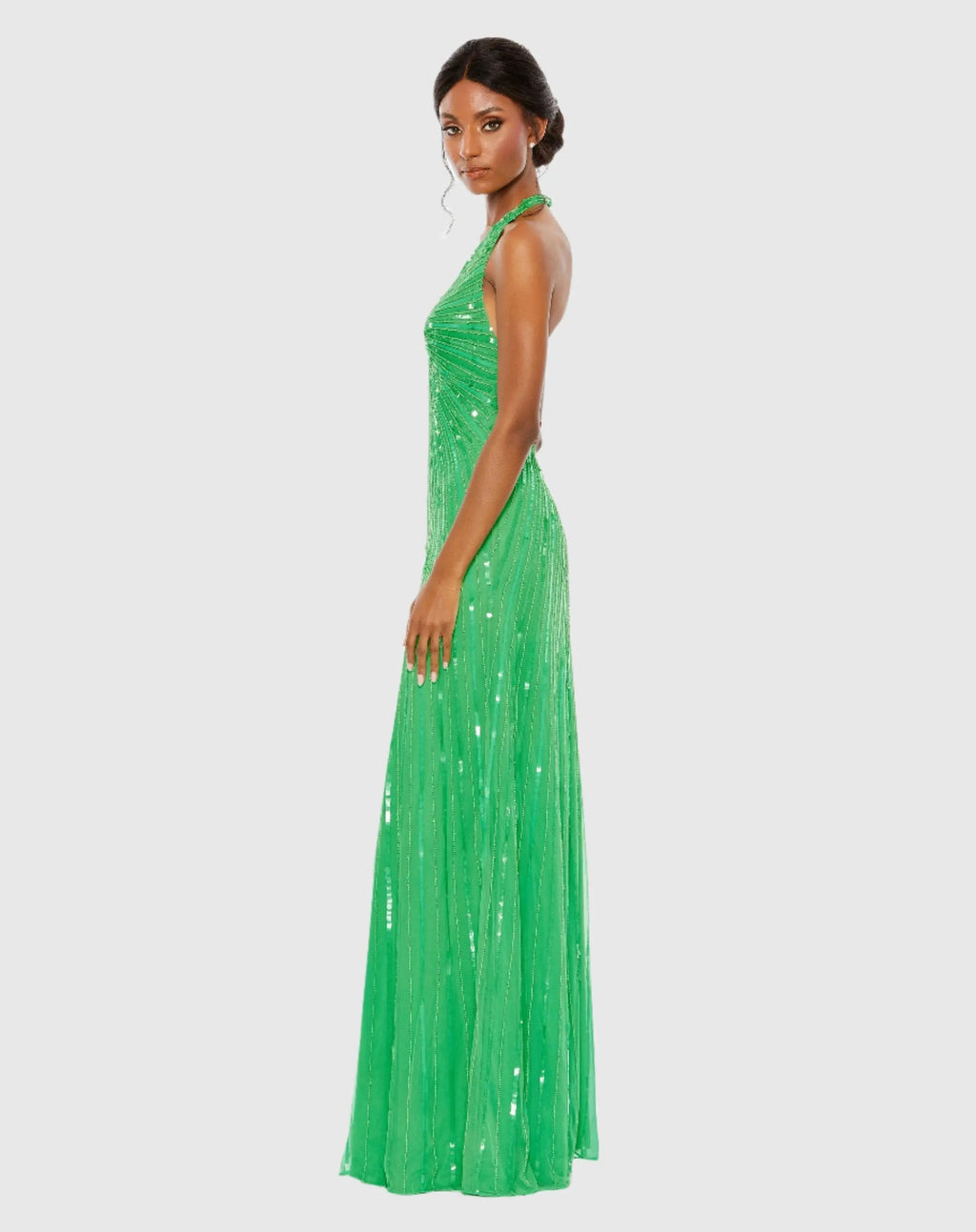 Women's Green Dress Sequin Halter - Green