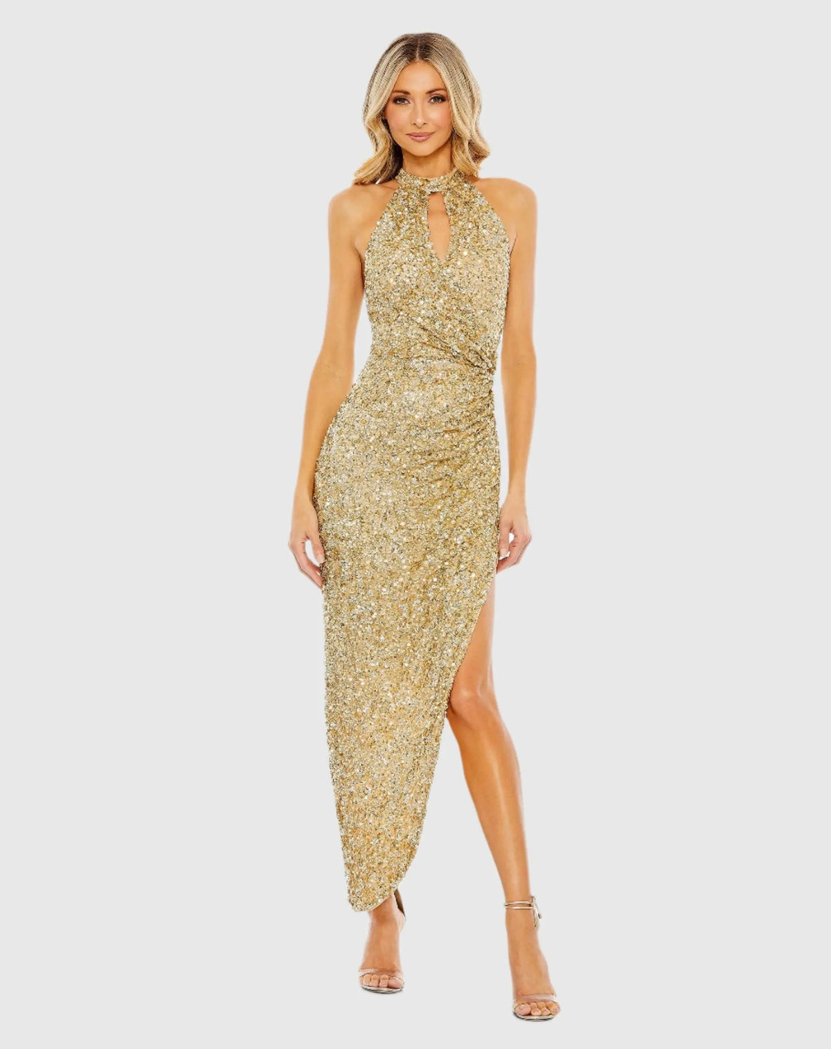 Women's Gold Dress Sequin - Gold Asymmetrical