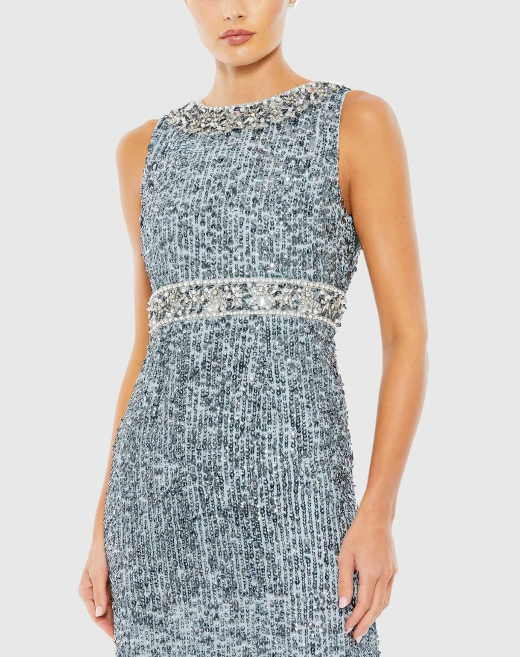 Women's Blue Dress Sequin Sleeveless - Blue