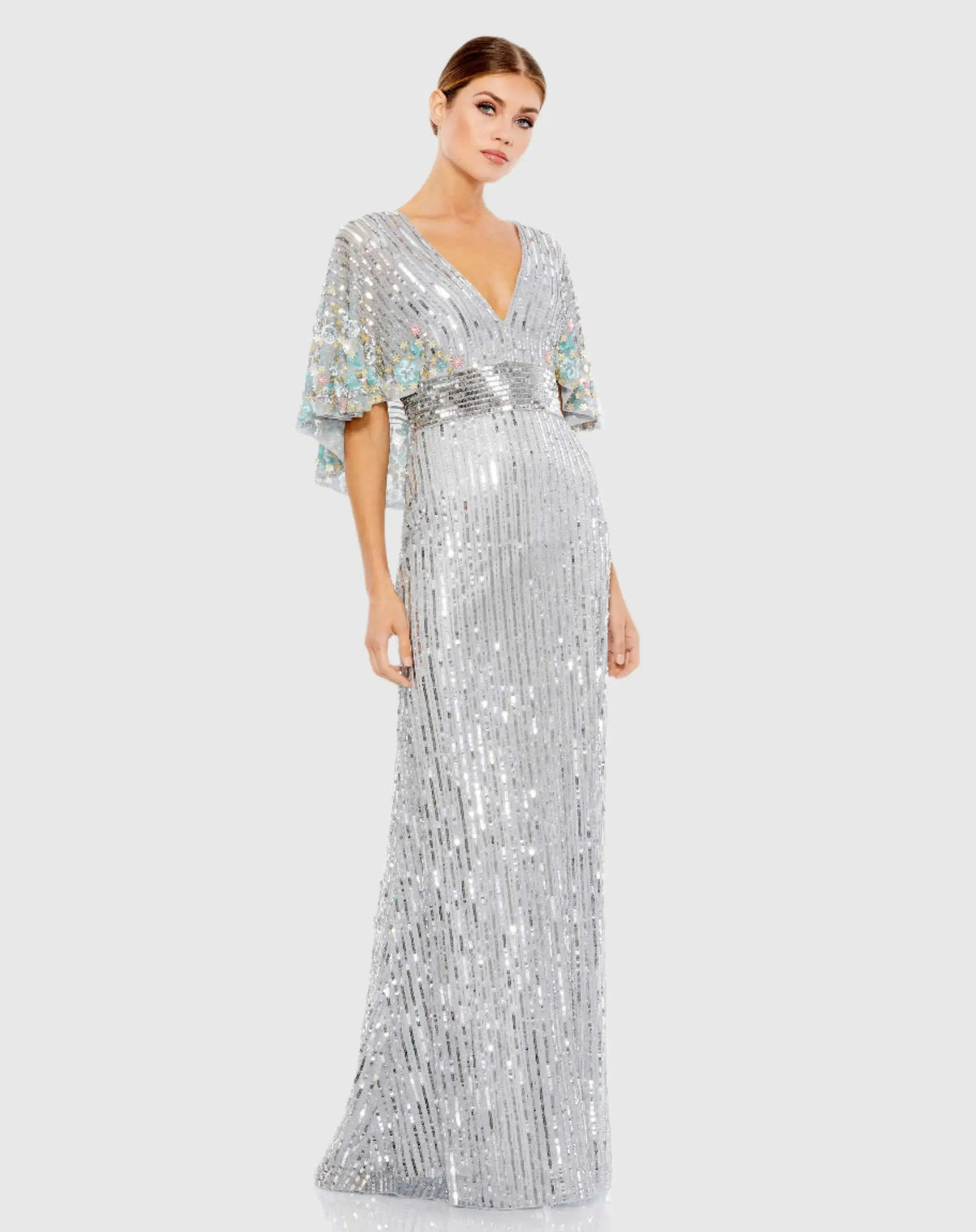 Women's Silver Dress Floral Sequin