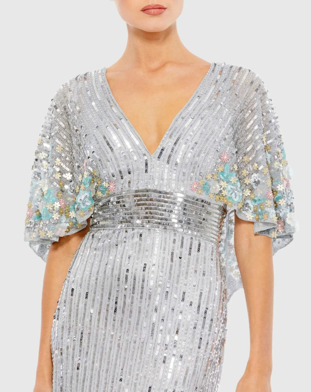 Women's Silver Dress Floral Sequin