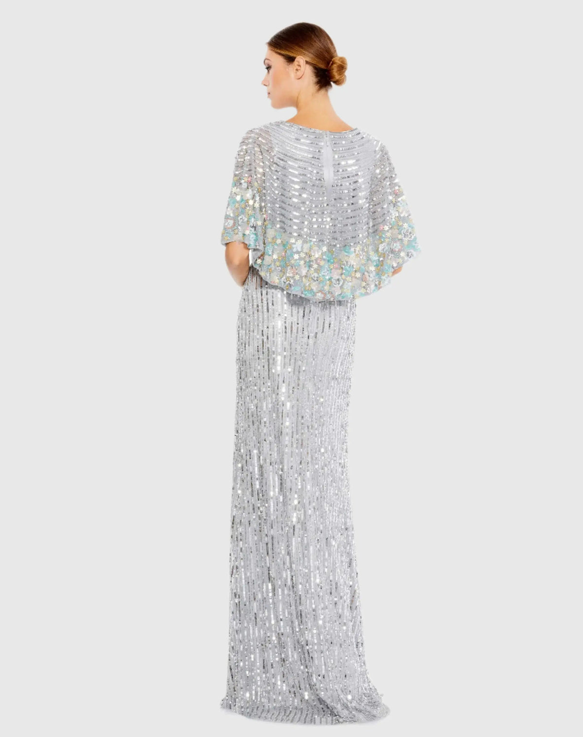 Women's Silver Dress Floral Sequin