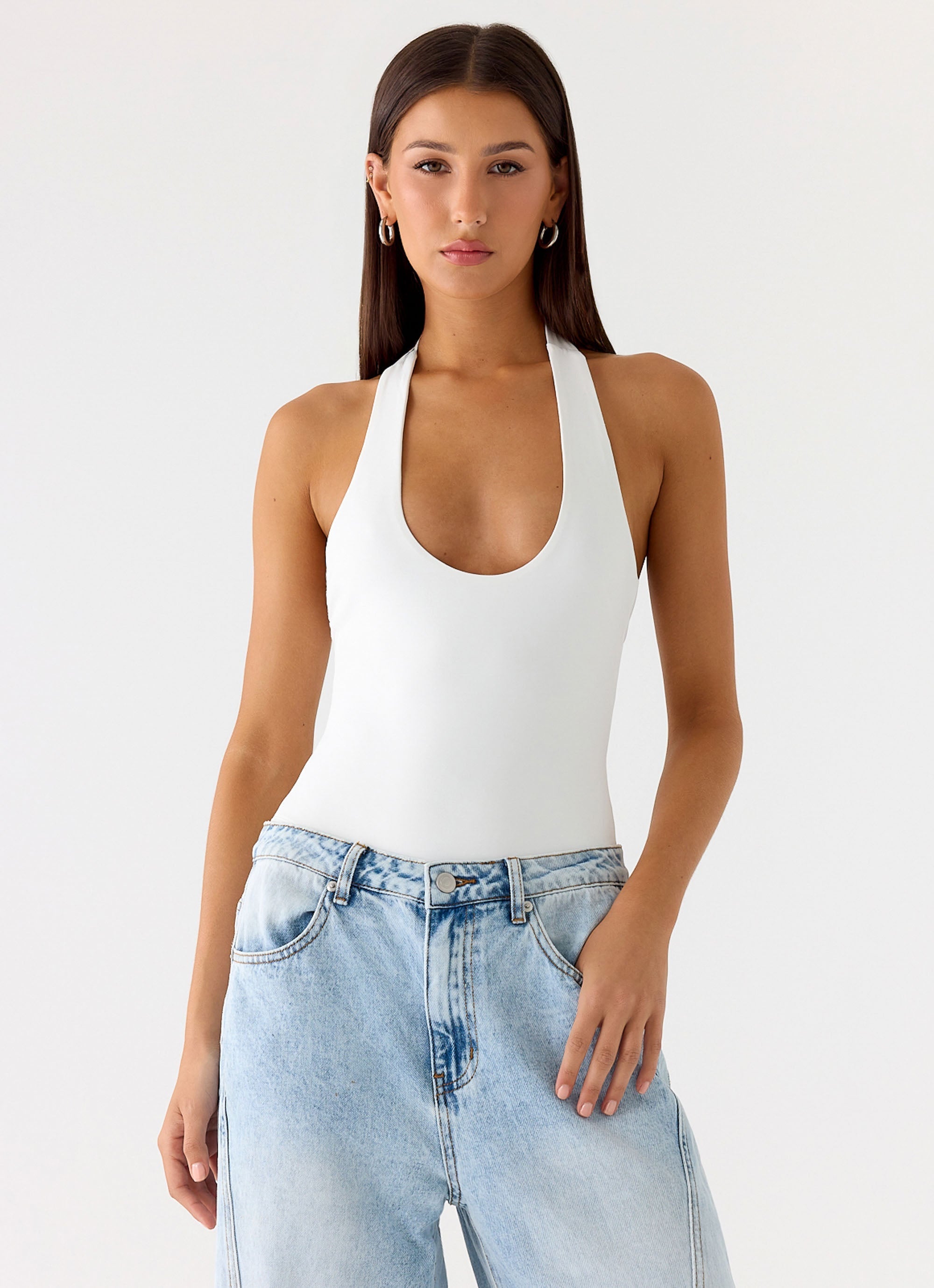 Set The Scene Halter Bodysuit - White