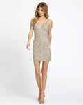 Women's Silver Mini Dress Sequin Sleeveless