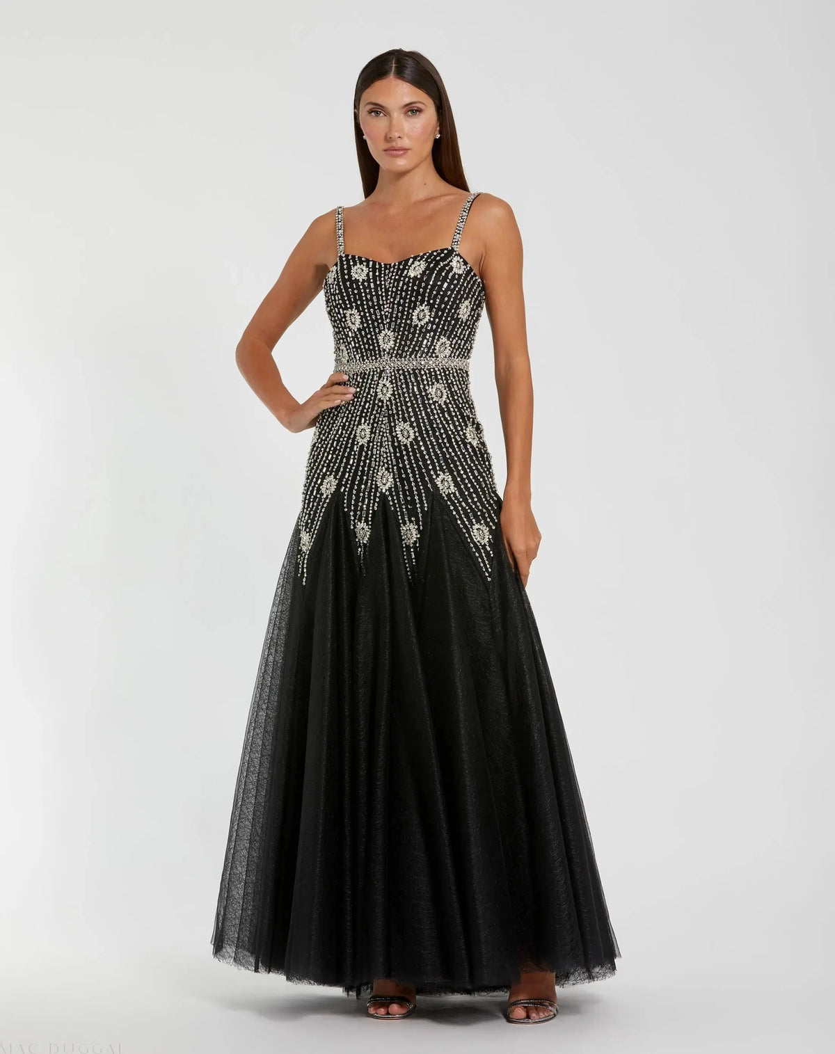 Women's Black Dress - Black Silver