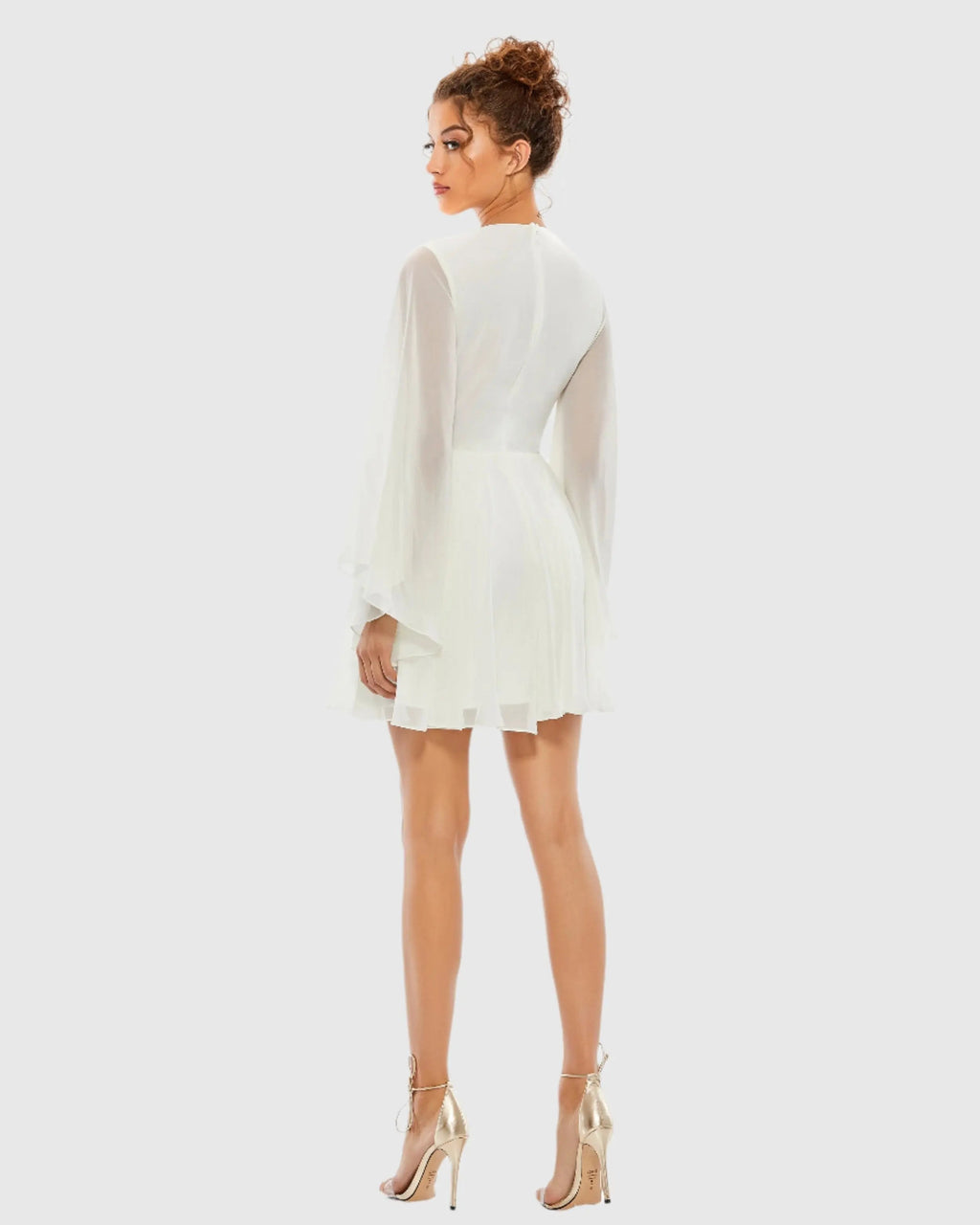Women's White Mini Dress - White Chiffon