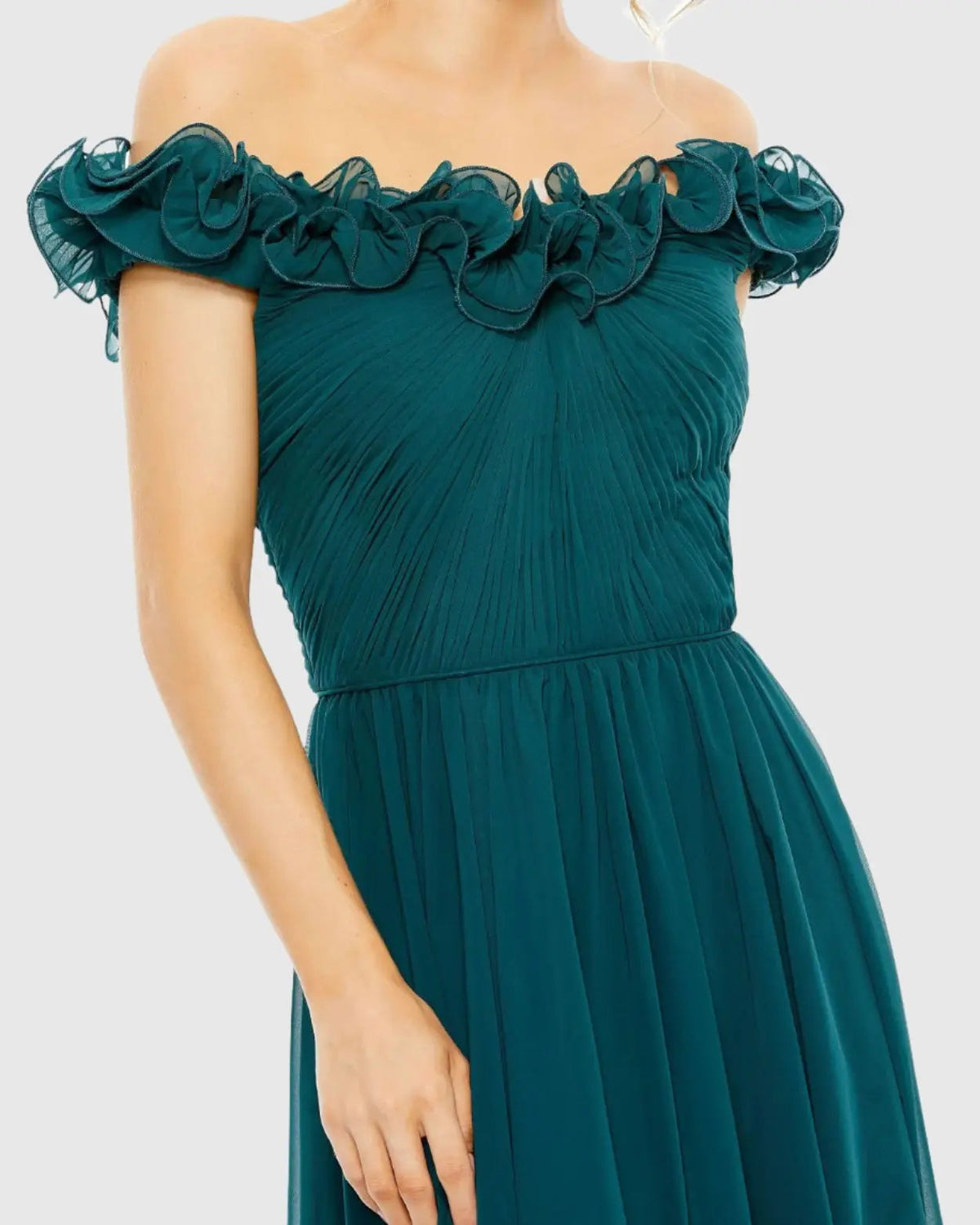 Women's Dress Ruched - Red Ruffle