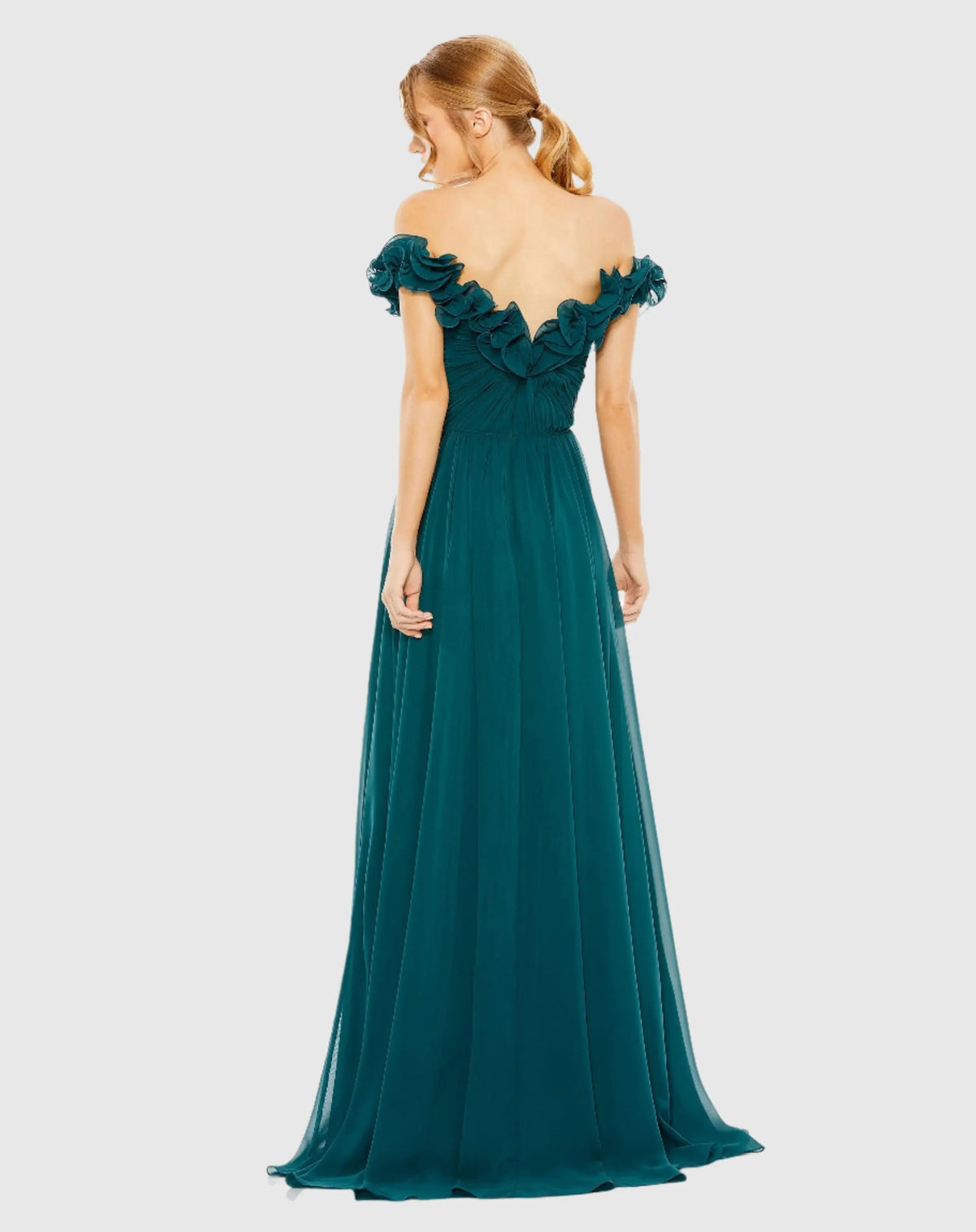 Women's Dress Ruched - Red Ruffle