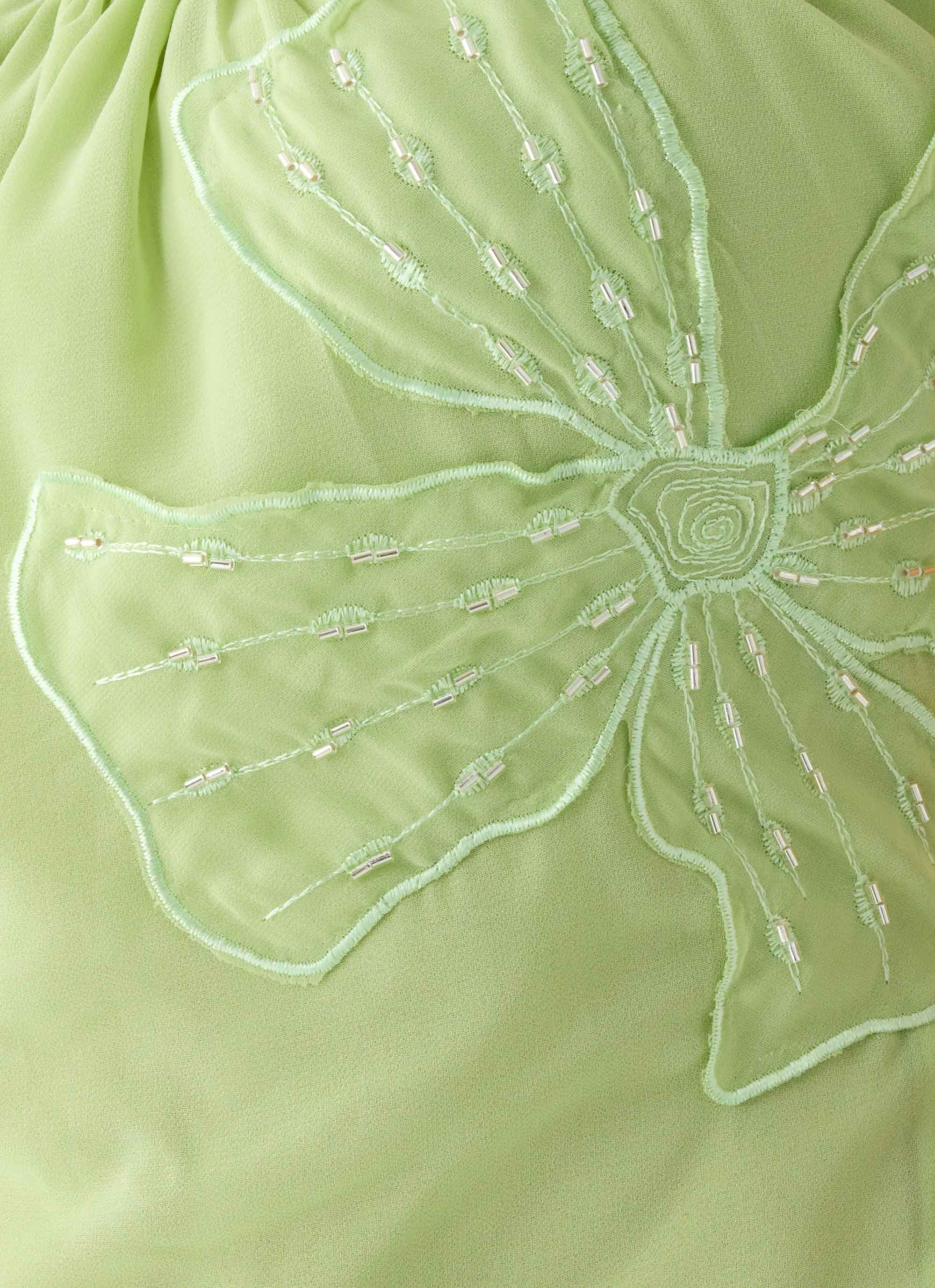 Teneika Beaded Flower Top - Lime