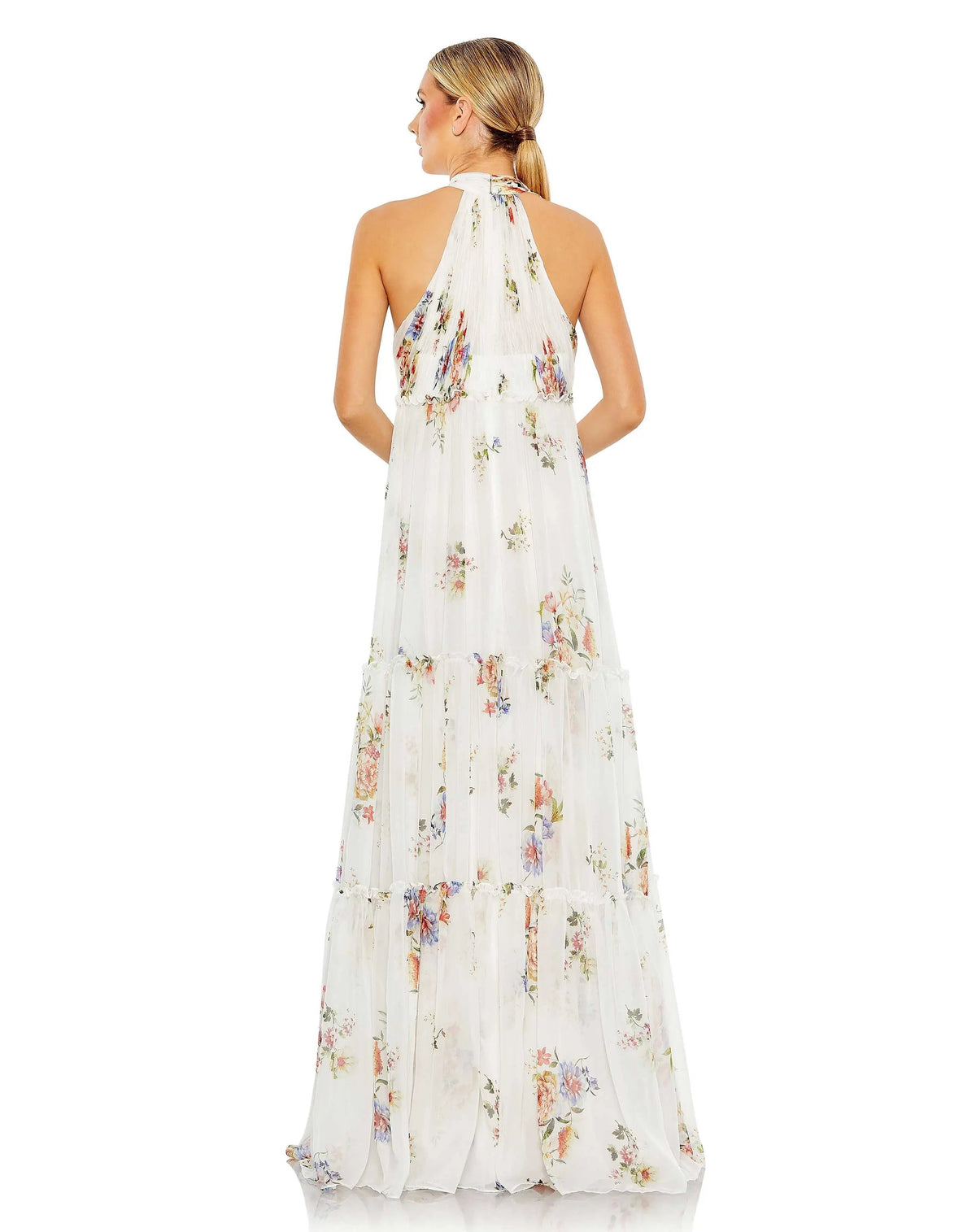 Women's White Dress Floral Ruched