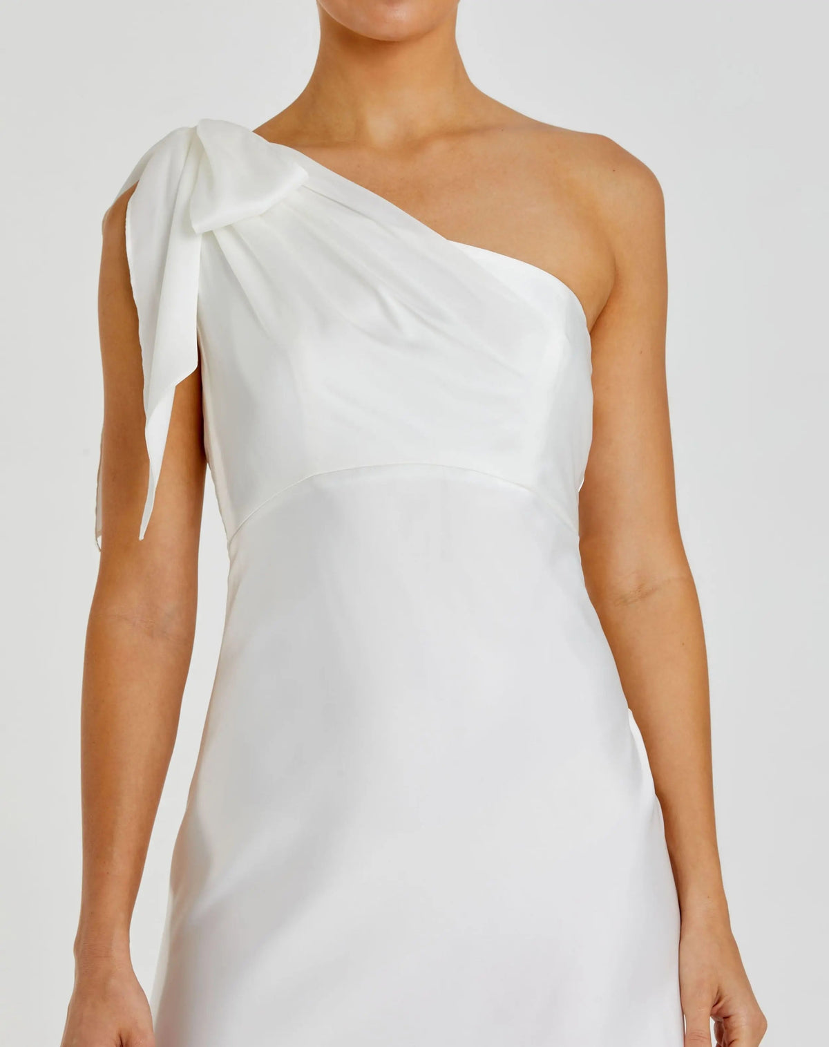 Women's White Midi Dress Satin One Shoulder