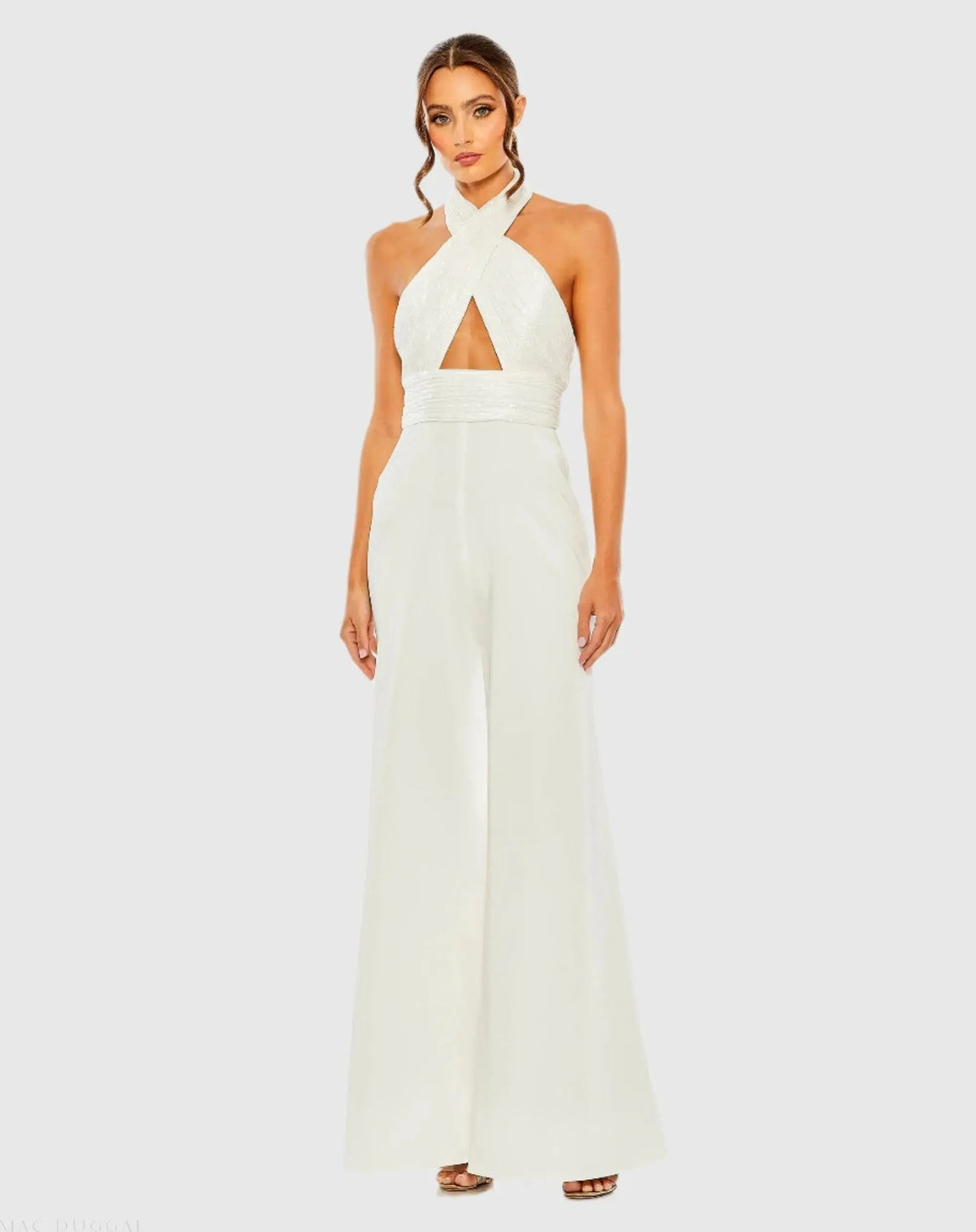 Women's Sequined Cross Neck Halter Jumpsuit