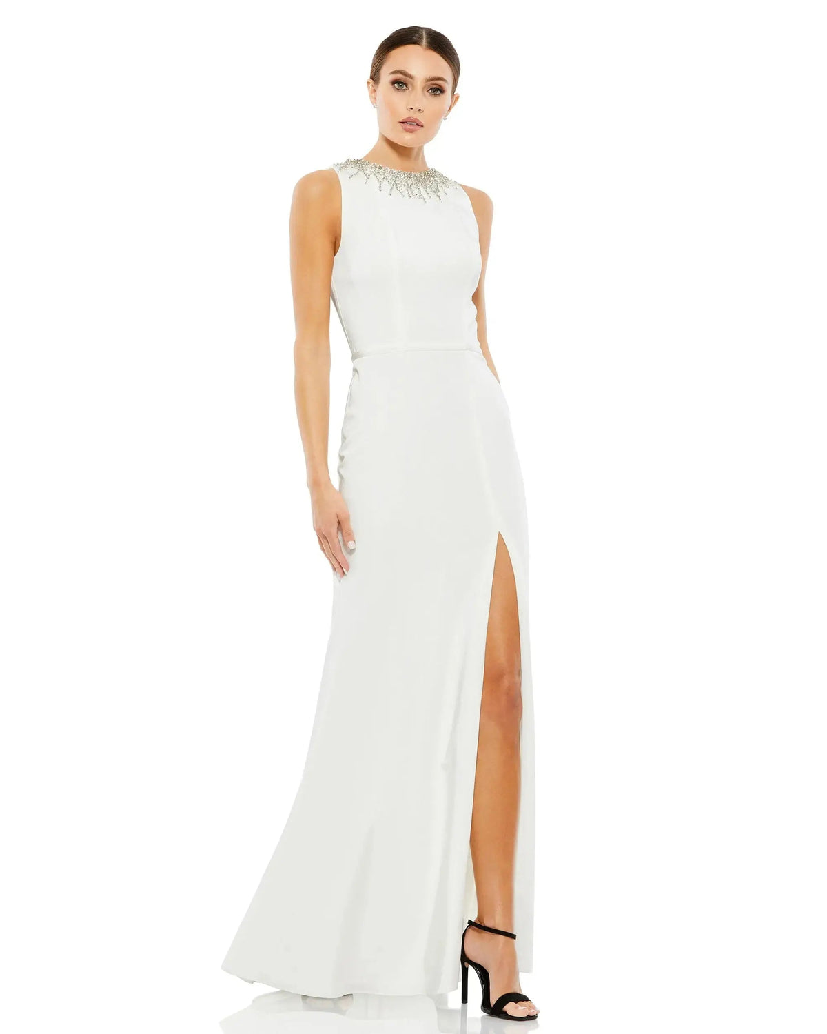 Women's Dress Sleeveless - Column Gown - Collar Column Gown