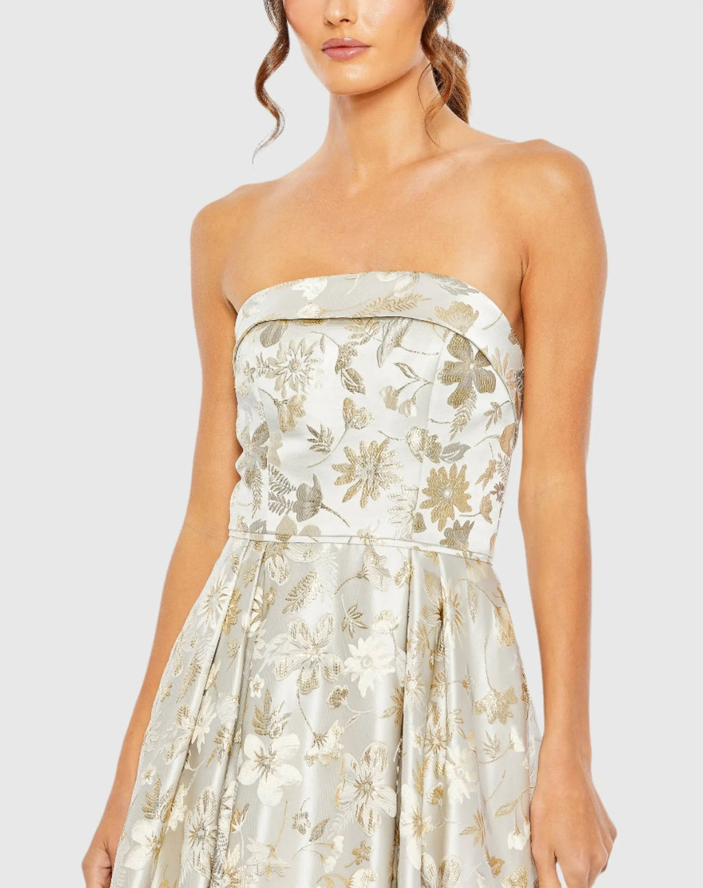 Women's White Dress Floral Strapless - White