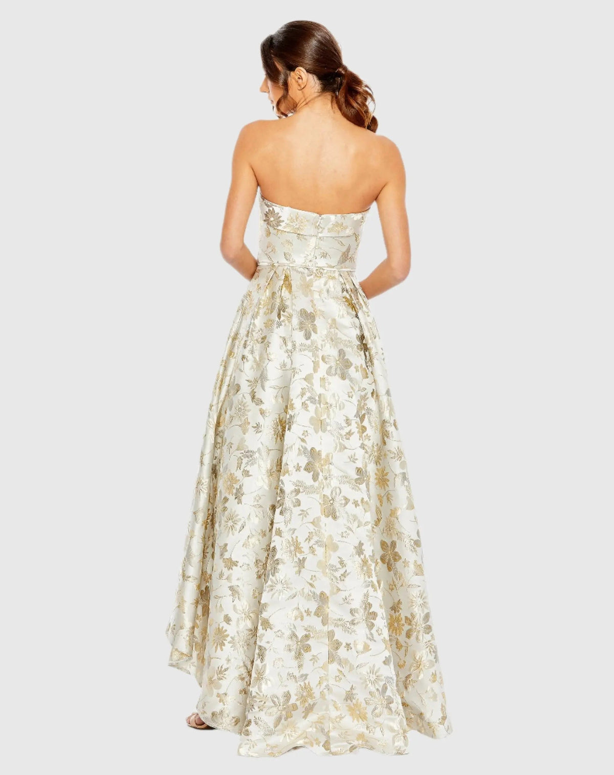 Women's White Dress Floral Strapless - White