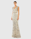 Women's Dress Sequin - Sequin Gown - Sleeve Sequin Gown