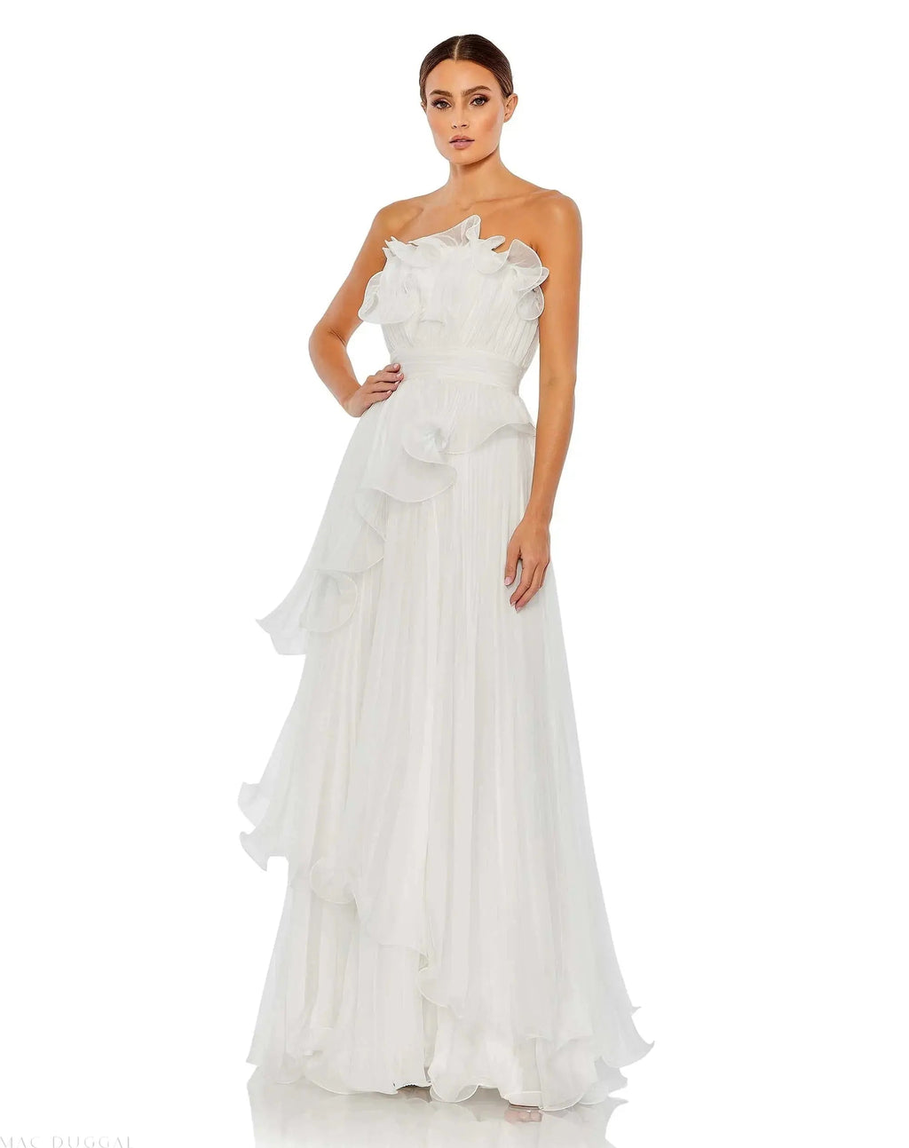 Women's Dress Strapless - Ruched Ruffle