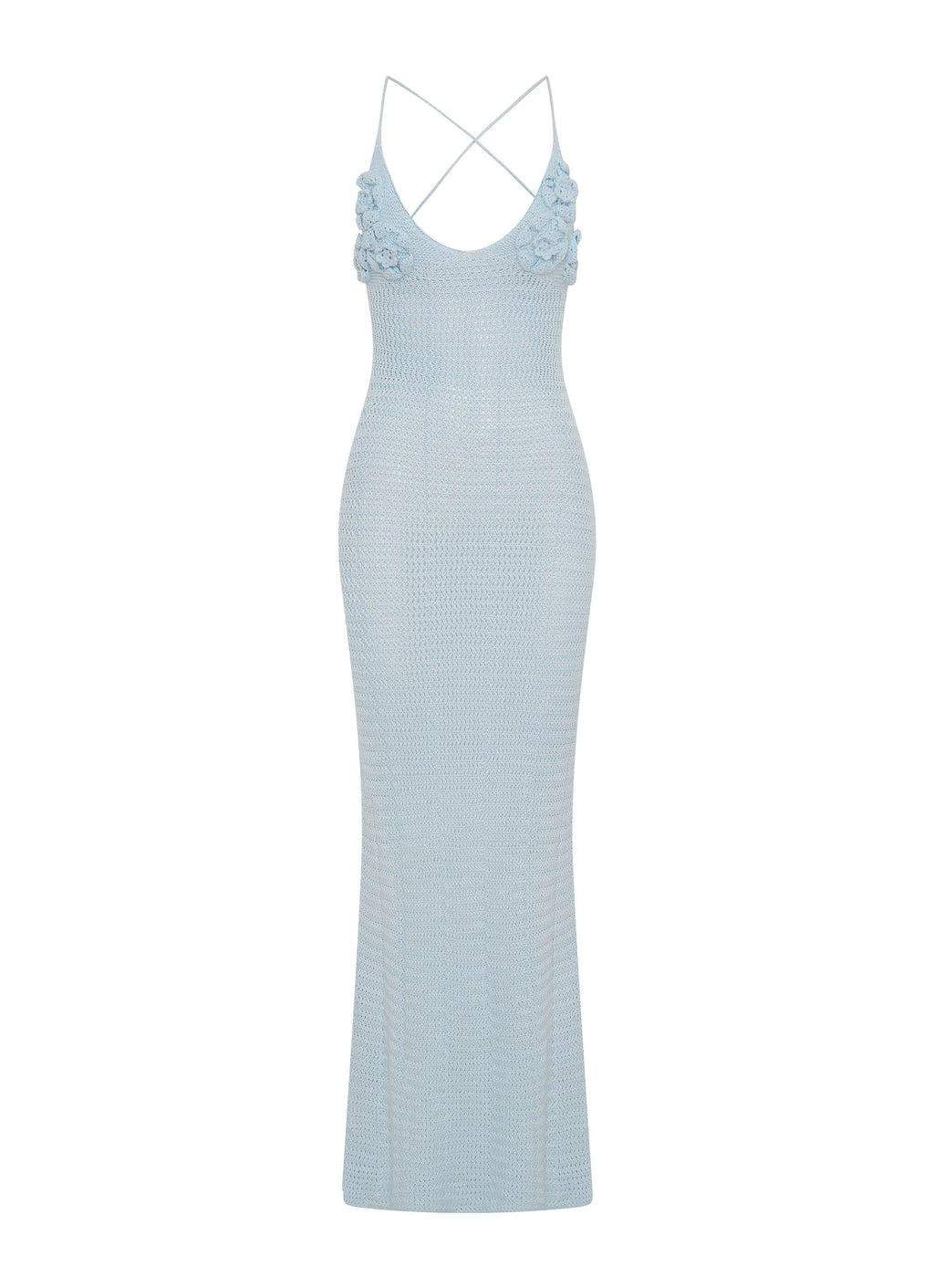 Zara Rose Crochet Maxi Dress - Blue
