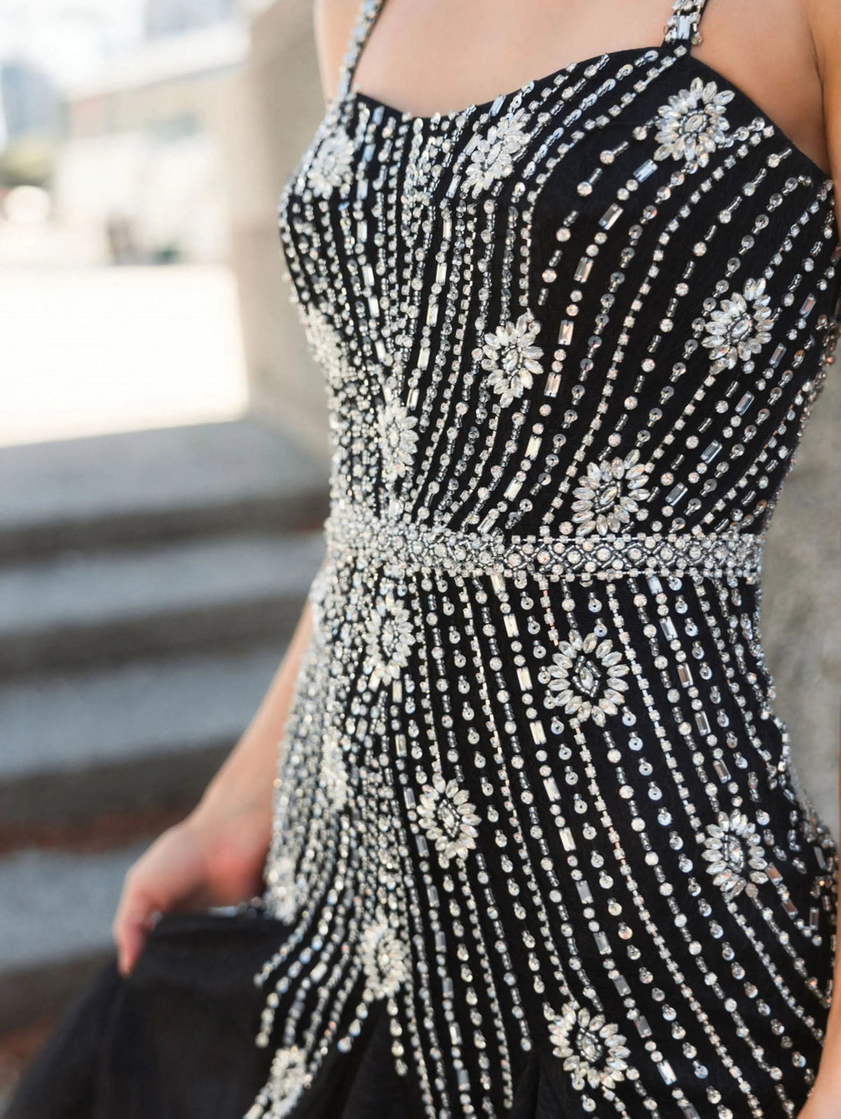 Women's Black Dress - Black Silver