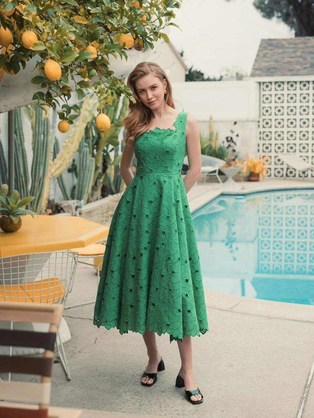 Women's Green Midi Dress Floral - Green