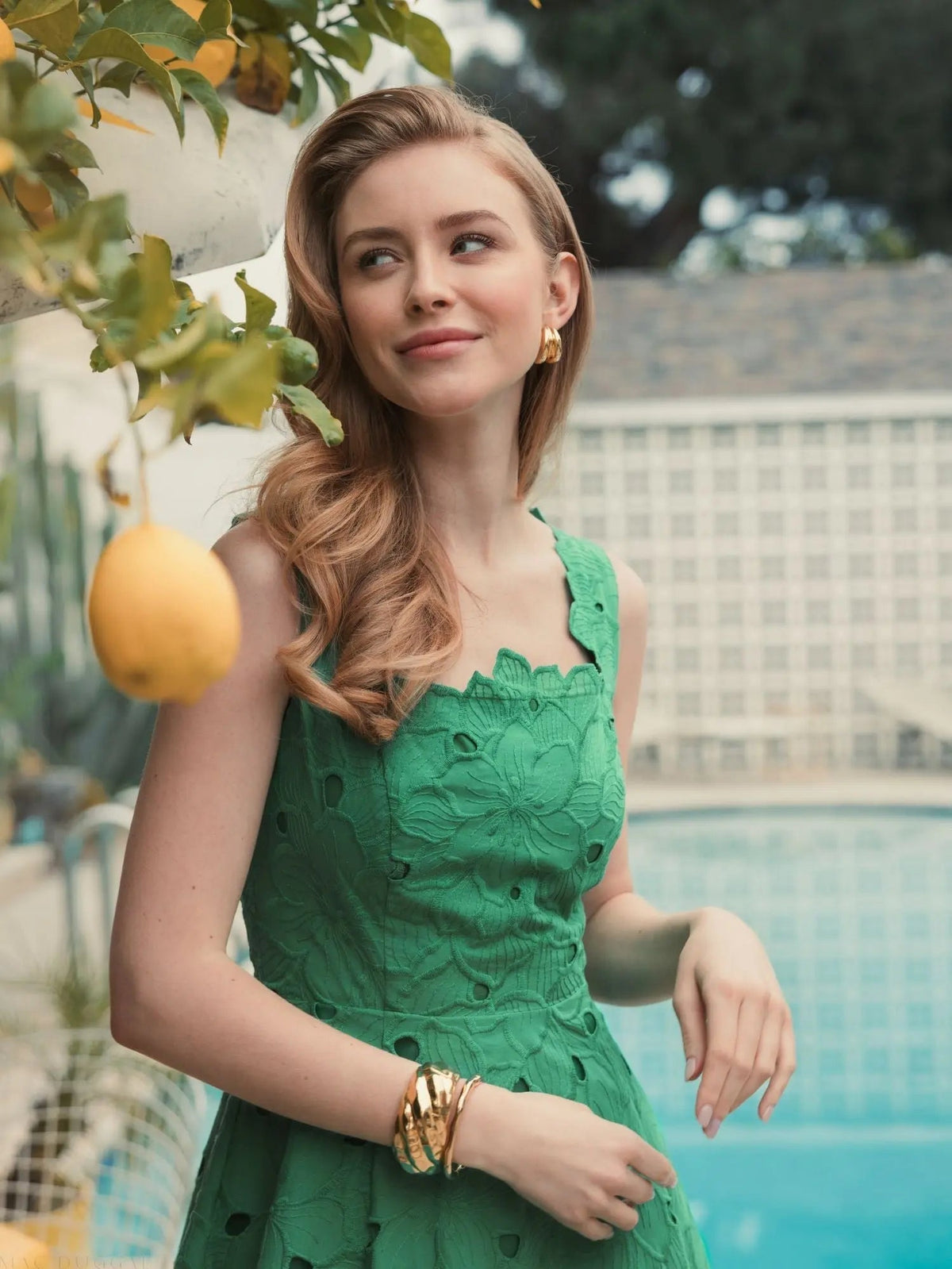 Women's Green Midi Dress Floral - Green
