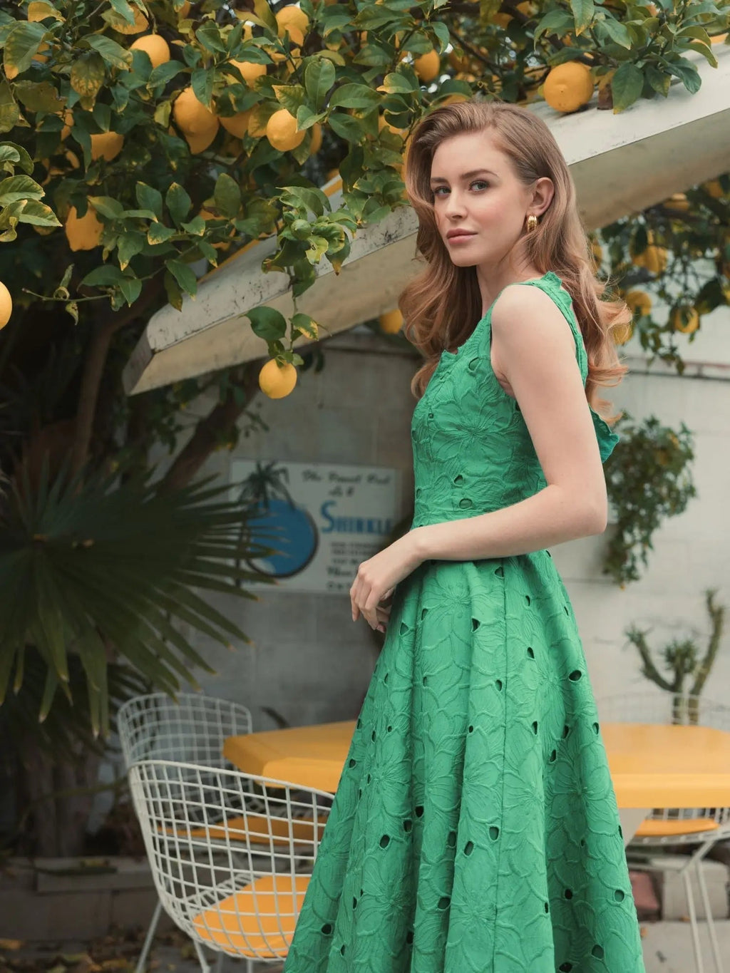 Women's Green Midi Dress Floral - Green